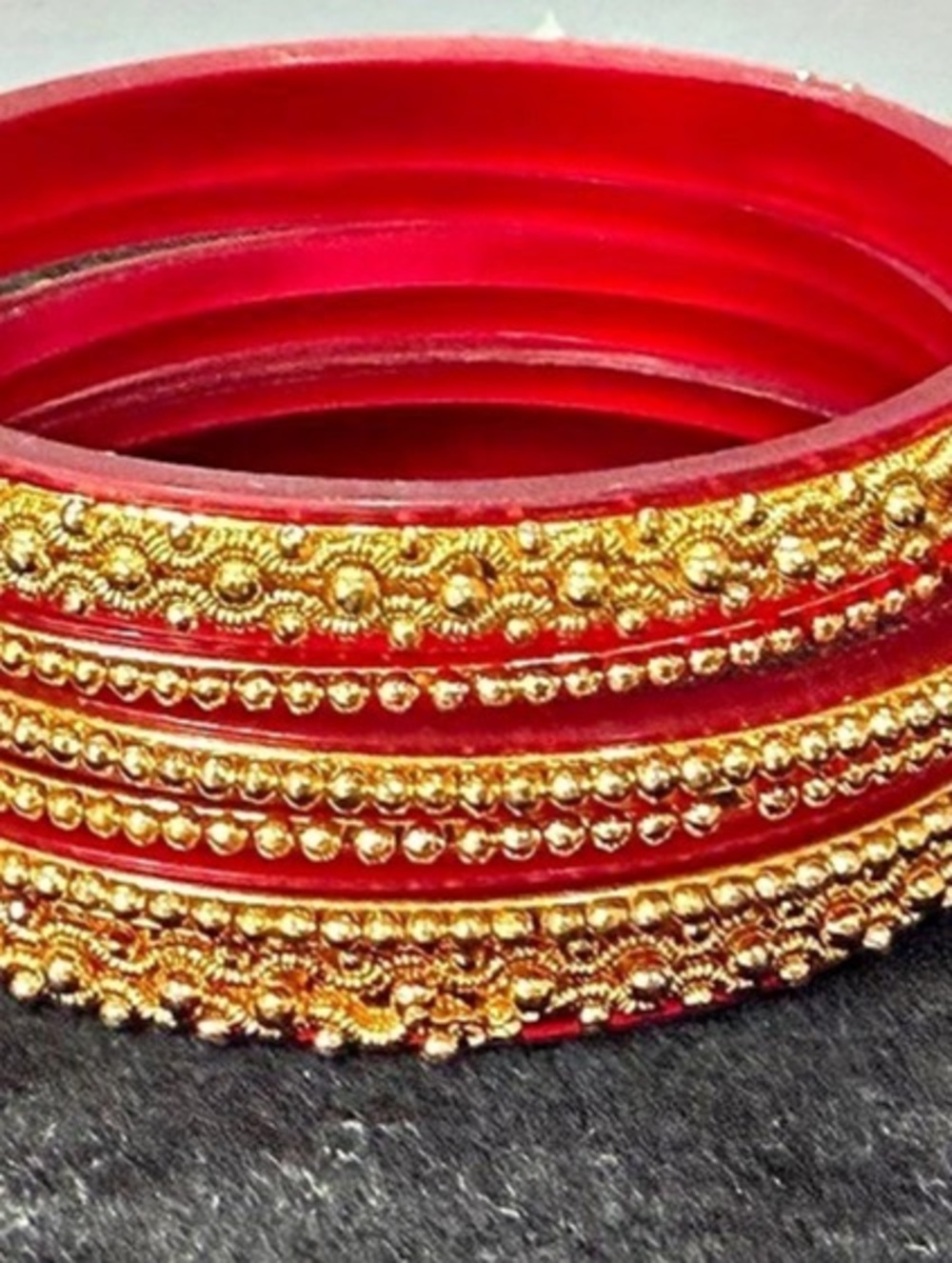 Red & Gold Bangle Bracelet Set